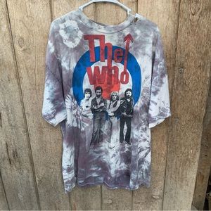 Vintage The Who Rock Band T-Shirt Tie Dye Gray Bullseye W/Band Logo XL